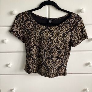 Forever 21 Black and Gold Metallic Top